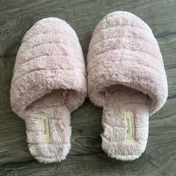 Madewelll pink faux fur slipprs size 7 - Picture 4 of 4